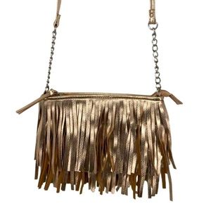 Candie’s gold fringe crossbody bag with silver & gold chain
